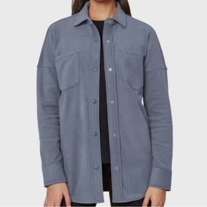 Mondetta Fleece Snap Button Shacket Shirt  Jacket Blue Size XL